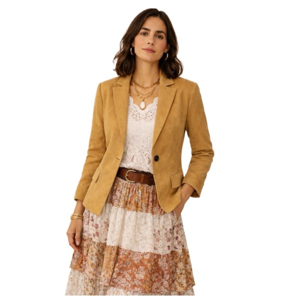 Kasper, Women's Faux Suede Camel Colored Blazer, Size 16